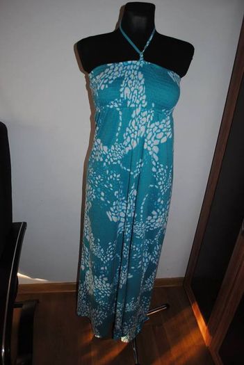 Riviera maxi turquise white maxi dress Perfect condition size UK10 EU38 Postage included