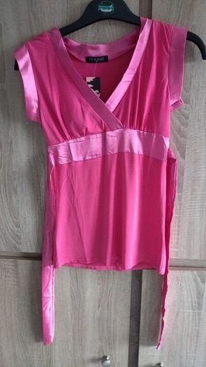 new pink satin look top