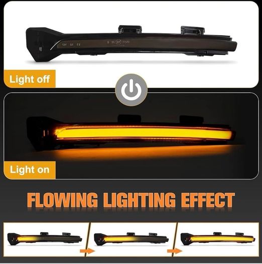 Dynamic LED Turn Signal Light Mirror Light for VW Golf Mk7, White & Amber Dual Colours Wing Mirror Indicator Light Replacement for VW Golf Mk7 7.5 7 Gti R (Smoked Lens)