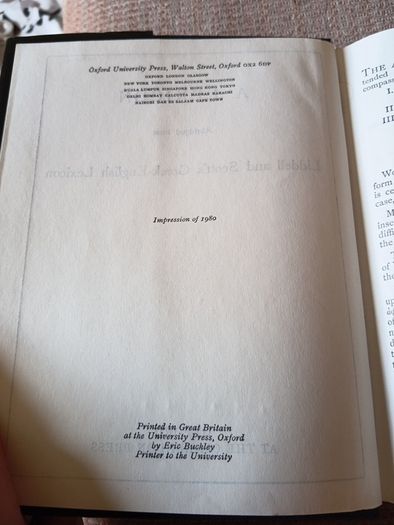 1980 Greek-English Lexicon. Loddel and Scott. Languages. Vintage.