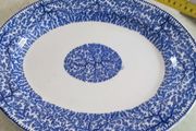 Vintage Finley Woolworth England Blue Oval Serving plate platter 10.75 INCH.  x9 INCH.