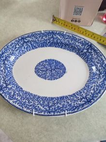 Vintage Finley Woolworth England Blue Oval Serving plate platter 10.75 INCH.  x9 INCH.