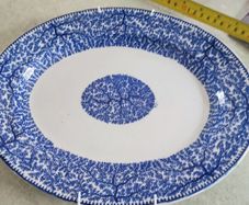 Vintage Finley Woolworth England Blue Oval Serving plate platter 10.75 INCH.  x9 INCH.