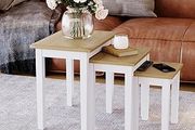 Vida Designs Yorkshire Nest of 3 Tables for Living room, Stacking Side Tables, Sturdy and Easy Assembly (Oak &amp; White)