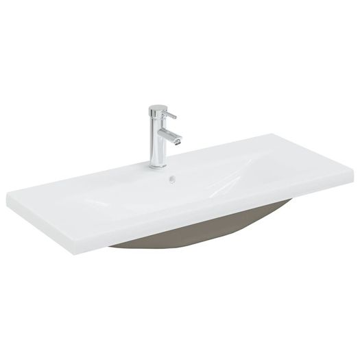 Sink Cabinet with Built-in Basin White and Sonoma Oak Chipboard