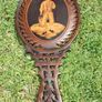 Vintage Olive Wood Vanity Mirrors Hand Held Carved Image 4