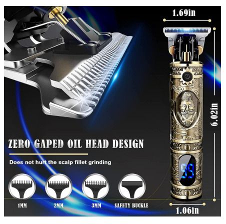 Hair Clippers Beard Trimmer for Men, Professional Cordless Hair Trimmer T-Bladeds Outliner Grooming Baldheaded Shaver with 1500mAh Battery and 180 Mins Working Time