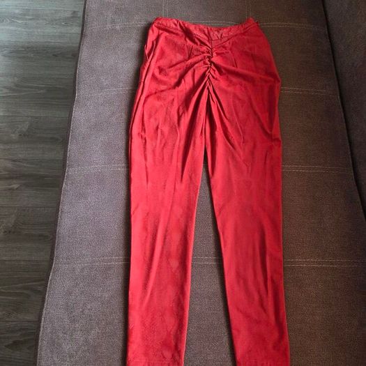 Red snake print leather two piece set, size 10