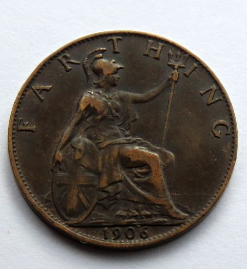 1906 farthing bronze Edwardian era coin