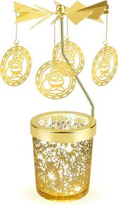 Rotating Candle Holders Christmas Candlestick Holders with Santa Design Metal Tea Light for Home Wedding Parties Decor