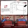 L Shaped Gaming Desk with LED Lights & Power Outlets, 100 x 80cm Small Corner Image 8