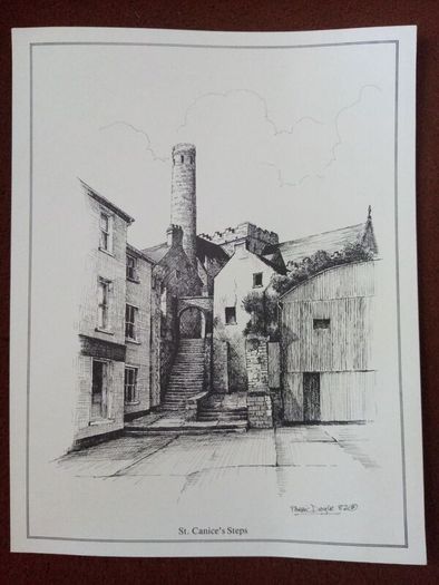 Vintage Kilkenny St. Canice's Steps print by Paraic Doyle limited edition