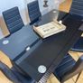 Modern Black Glass Dining Table Set Seats 6 in Style! Image 4