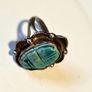 ringVintage Egyptian Hallmarked Solid Silver Scarab Beetle Ring Faience Scarab Image 5