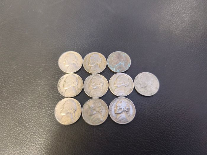 1948-1994 10 x US 5 Cent Coins Nickels Jefferson Lot
