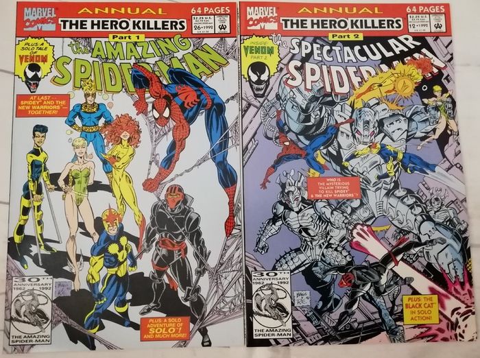 Amazing Spider-Man Annual #26, Spectacular Spider-Man Annual #12, Web of Spider-Man Annual #8 & New Warriors Annual #2 - The Hero Killers Parts 1-4 Complete Set (1992)