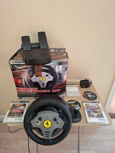 Retro Thrustmaster Ferrari Force Feedback GT PC Steering Wheel & Pedals + Games (Boxed)