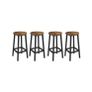 Bar Stool Set of 4  bar stool, set of 4 bar stool, kitchen chairs with steel frame, barstools  height 65 cm, round, easy assembly, industrial design, vintage brown-black L Image 2