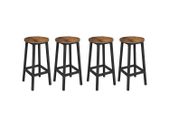 SALE Bar Stool Set of 4  bar stool, set of 4 bar stool, kitchen chairs with steel frame, barstools  height 65 cm, round, easy assembly, industrial design, vintage brown-black L