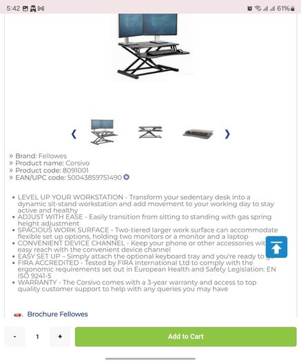 Sit-Stand desk workstation