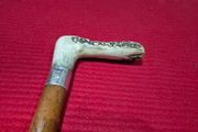vintage walking cane, hallmarked silver collar