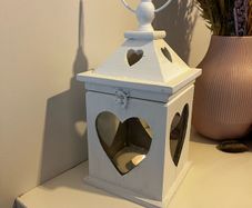 Upcycled Rustic Heart Lantern White Farmhouse Candle Lantern Wedding Decor Memorial Gift