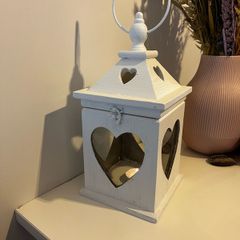 Upcycled Rustic Heart Lantern White Farmhouse Candle Lantern Wedding Decor Memorial Gift