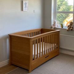 Solid oak cot bed