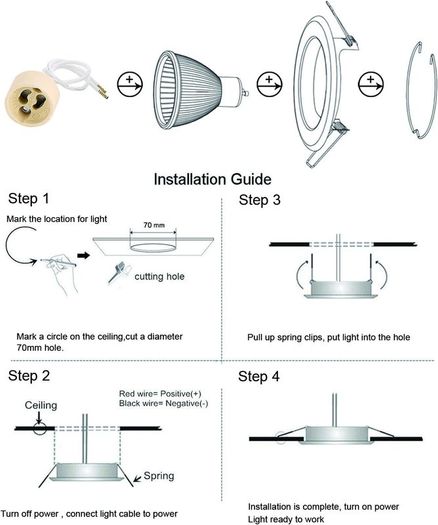 10x Recessed Ceiling Lights GU10, 5W 600LM Cool White 6000K, Round Metal Matte White Recessed Downlights 30 Swiveling with 5W Bulbs, Spotlights Ceiling Lights 220V-240V, (Hole Size:68mm-80mm)