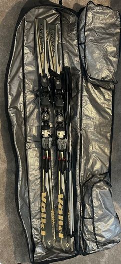 Volkl Energy 163cm Skis + Marker Bindings, Poles & Ski Bag