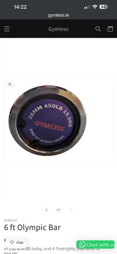 6ft Olympic barbell (Gymless brand - holding massive weight)