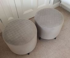 2x Grey Velvet Pouffes
