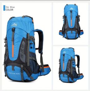 70 L Hiking backpack. Trekking backpack. Camping backpack. Blue.