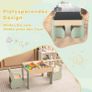 Kids Table with 2 Chairs, 3 Piece Wooden Furniture Set with Reversible  Removable Tabletop, Drawing Table with Storage, Elephant Shaped Childrens Seating Set for Ages 3 to 6 Image 3
