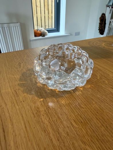 Genuine Orrefors Swedish Crystal Candle Holder Raspberry Collection