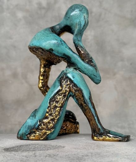 Man Deep In Thought (35cm) - Patinated Bronze