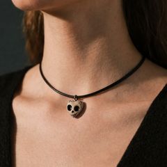 Handmade Mini Heart Skull Necklace
