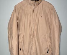 Tommy Hilfiger Mens Beige High Collared Winter Coat Jacket Classic Large Fit