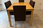 Table &amp; 6 Brown Fabric Chairs