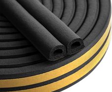 Draught Excluder Tape for Door Window, Self-Adhesive Weather Stripping, 6M Type D Sealing Foam Tape Strip Against Cold Draught/Anti-Collision/Soundproof/Waterproof/Dustproof Black