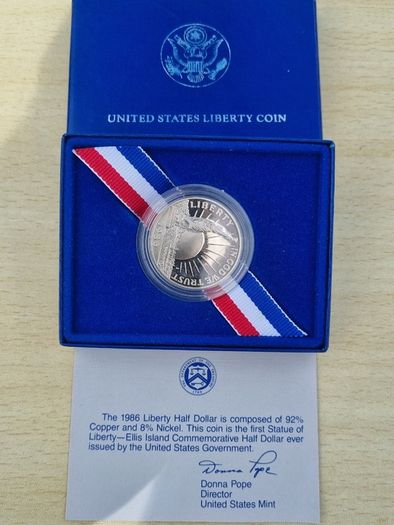 United States Liberty Coin half dollar commemorative coin, issued in 1986.