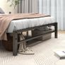Double Bed Frame with Rustic Wood Headboard Image 4