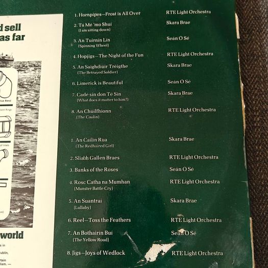 Skara Brae, Sean O Se, RTE, Songs of Sadness, Songs of Progress  LP,  Irish Folk Trad, and Historical interest, on Gael Linn.