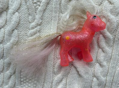 1984 Hasbro G1 Vintage My Little Pony Sunspot Sparkle Orange Glitter Pink Used PLease look at the pictures