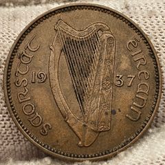 Ireland 1937 1/4d Farthing Coin