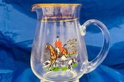 glass jug with hunting scene