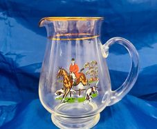 glass jug with hunting scene
