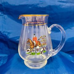 glass jug with hunting scene
