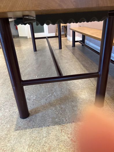 Large solid oak dining table  and benches (3m)