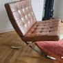 Midcentury modern Barcelona Chair Replica with Footstool Image 4